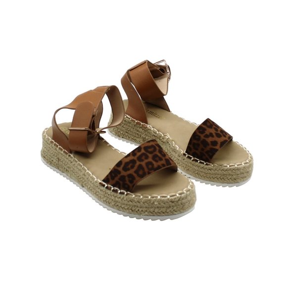 Olivia Miller Womens Almond Beach Espadrille Sandals COCOA - Picture 1 of 8